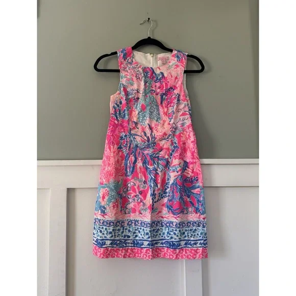 Lilly Pulitzer Mila Shift Aquadesiac size‎ 00 Pink Blue Beachy Southern Wedding - Picture 8 of 9